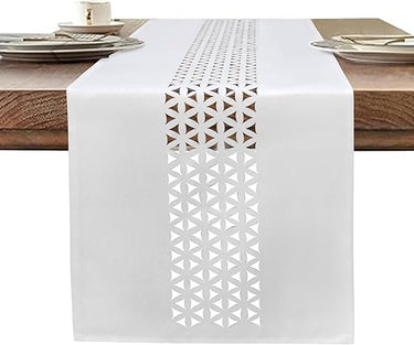 BAZIOE Lino Camino de Mesa Blanco 183 x 35 cm Moderno Camino de Mesa Aspecto de Lino y Lavable para decoración de Mesa de Comedor, Restaurante, Fiesta de Navidad.